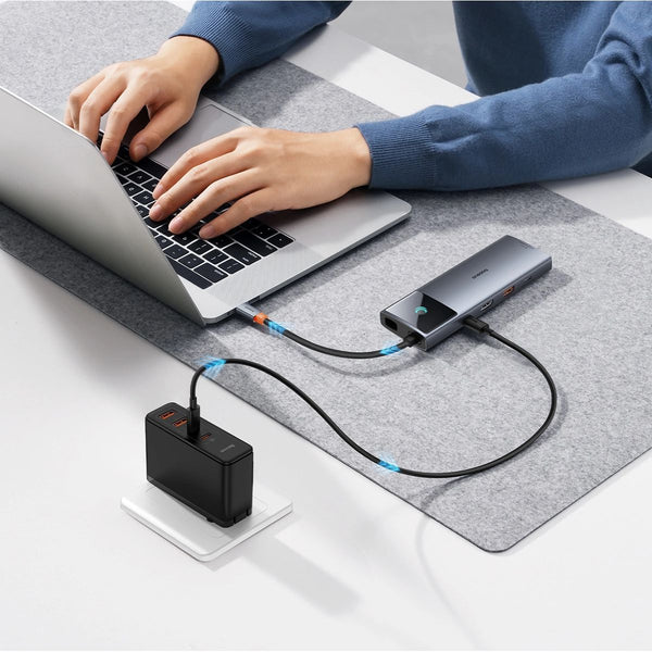 Hub, Adapter Baseus Metal Gleam Series II USB-C 10in1, 20 cm, Grau