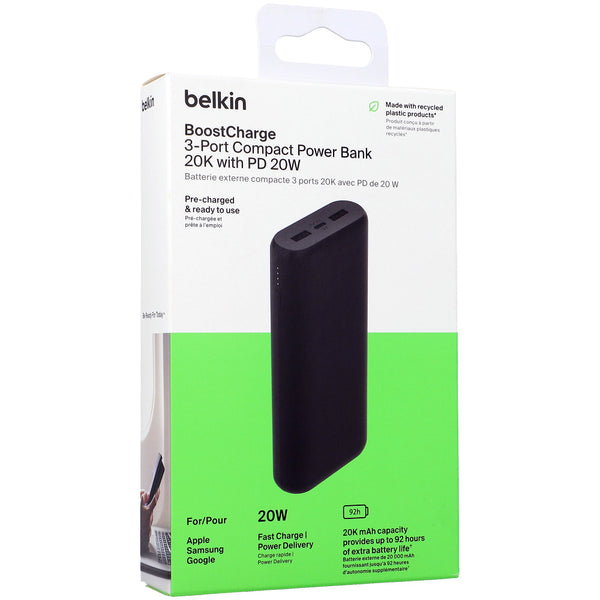 Akku Belkin Boost Power Bank 20K 20W PD Compact 20000 mAh, Schwarz