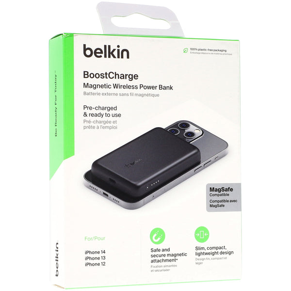 Akku Belkin Boost Power Bank mit MagSafe Qi 2,5K 5W 2500 mAh + Stand, Schwarz