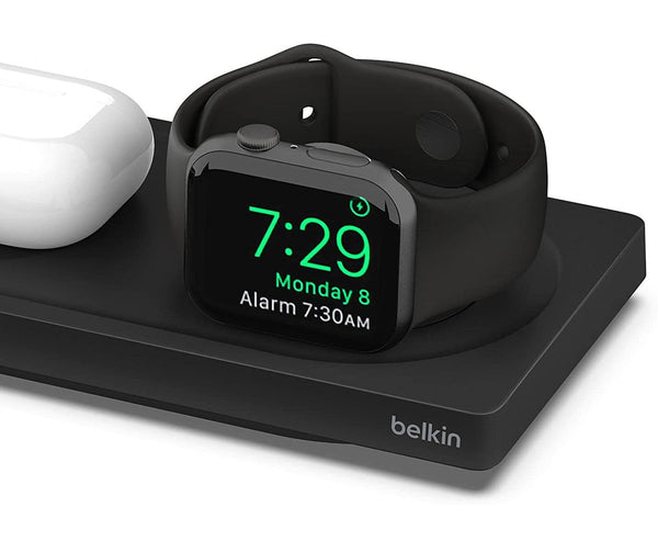 Drahtloses Ladegerät Belkin Boost Pro 3in1 Qi +Netzladegerät für   AirPods / Watch / iPhone mit MagSafe, Schwarz