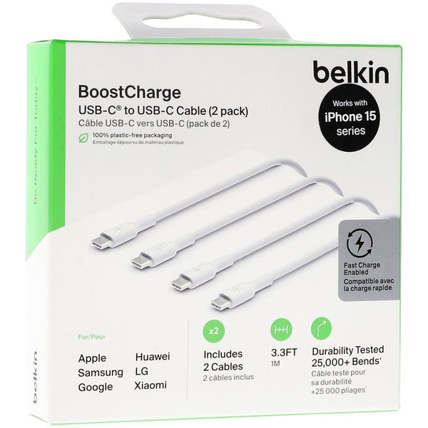Kabel x2 Belkin Boost Charge PVC 2-Pack USB-C für USB-C 1m, weiß
