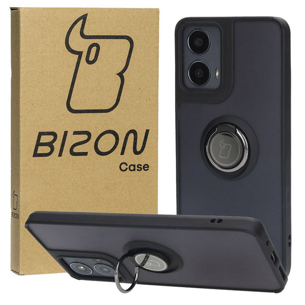 Schutzhülle für Motorola Moto G04 / G24 / G24 Power, Bizon Case Hybrid Ring, Schwarz