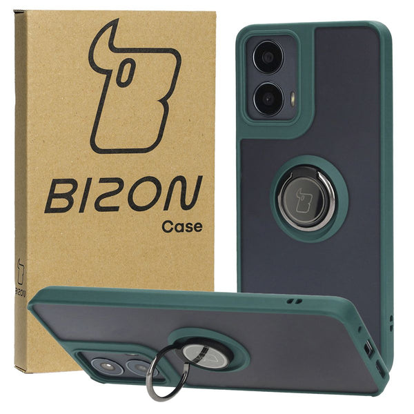 Schutzhülle für Motorola Moto G04 / G24 / G24 Power, Bizon Case Hybrid Ring, Dunkelgrün