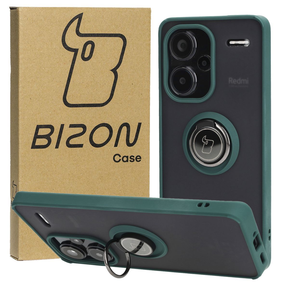 Schutzhülle für Xiaomi Redmi Note 13 Pro+ 5G, Bizon Case Hybrid Ring, Dunkelgrün