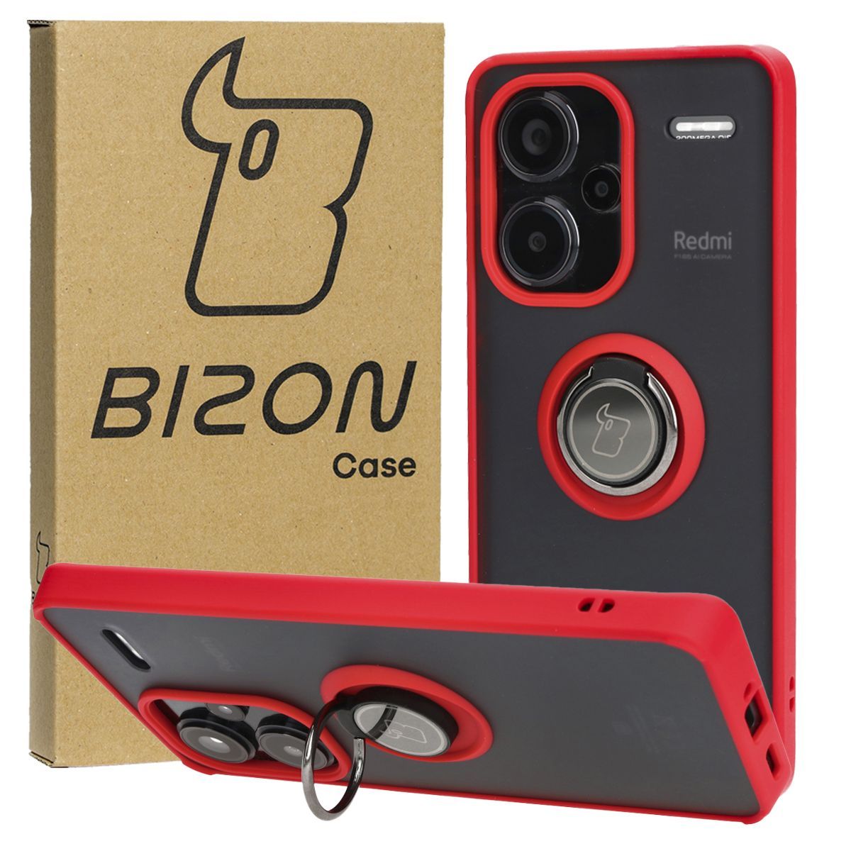 Schutzhülle für Xiaomi Redmi Note 13 Pro+ 5G, Bizon Case Hybrid Ring, Rot