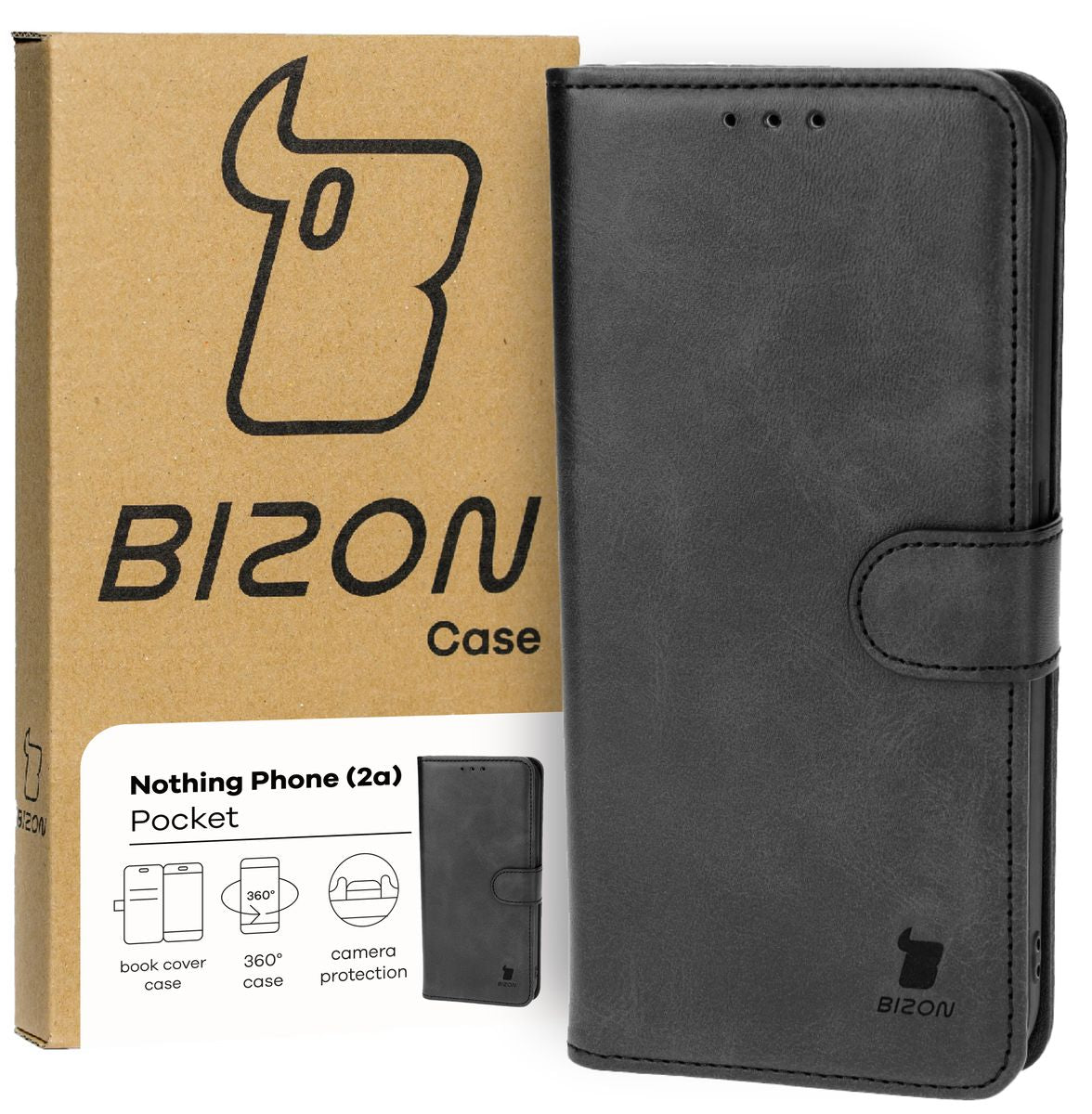 Schutzhülle für Nothing Phone (2a), Bizon Case Pocket, Schwarz