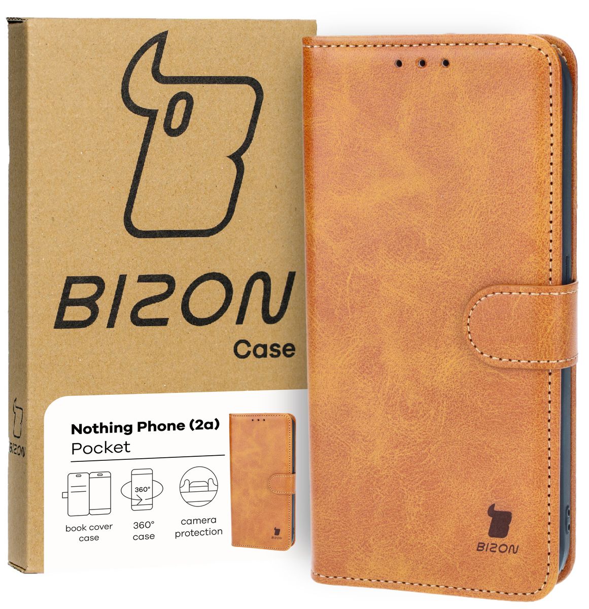 Schutzhülle für Nothing Phone (2a), Bizon Case Pocket, Braun