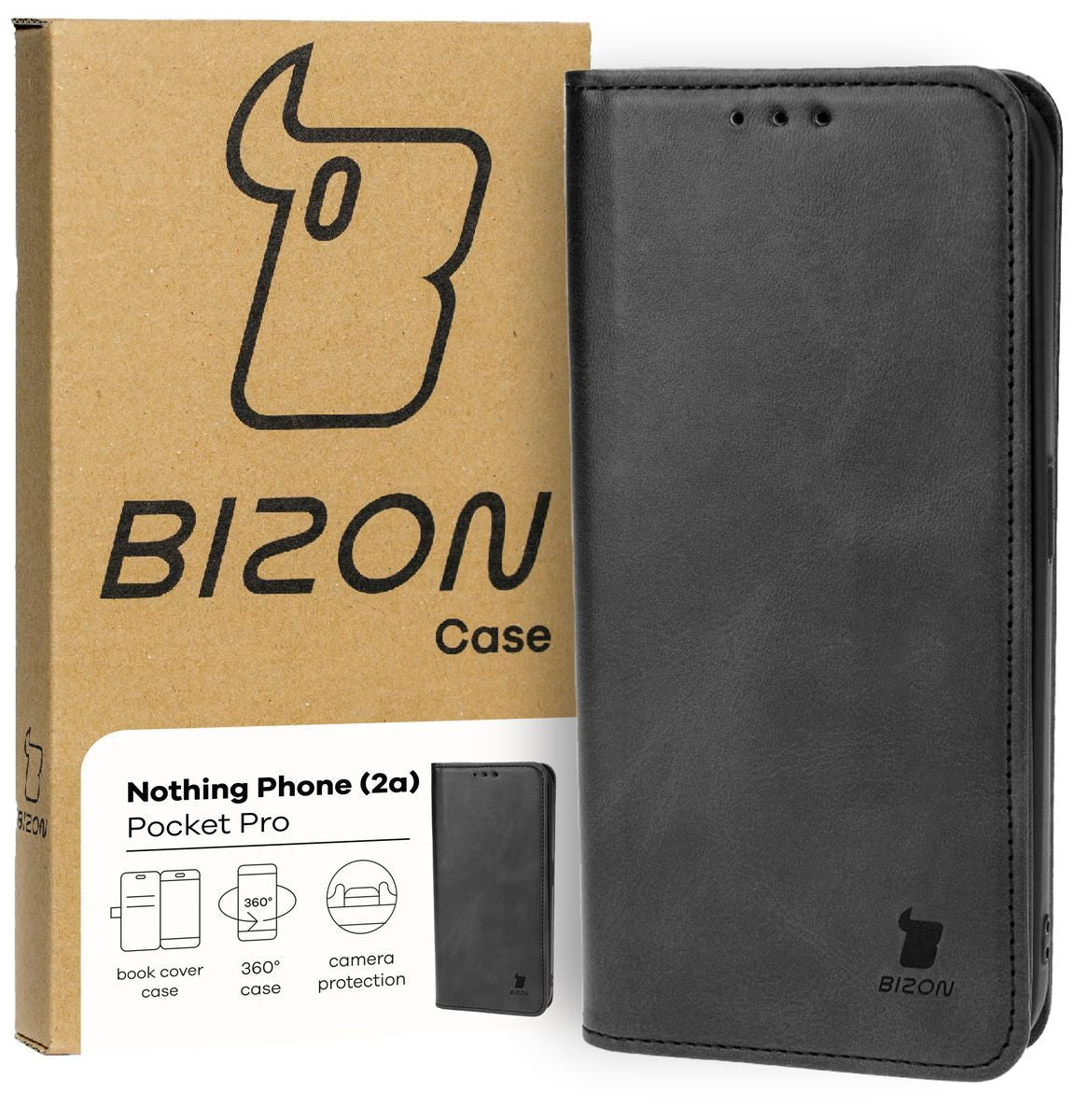 Schutzhülle für Nothing Phone (2a), Bizon Case Pocket Pro, Schwarz
