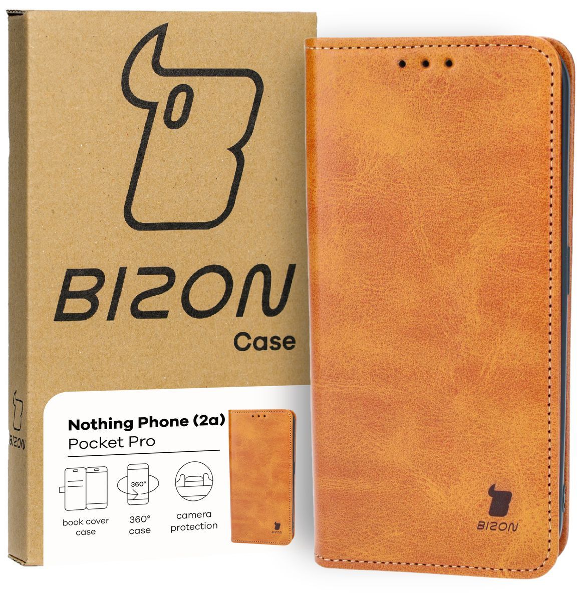Schutzhülle für Nothing Phone (2a), Bizon Case Pocket Pro, Braun