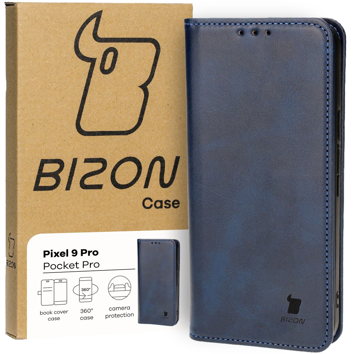 Schutzhülle für Google Pixel 9 Pro, Bizon Case Pocket Pro, Dunkelblau