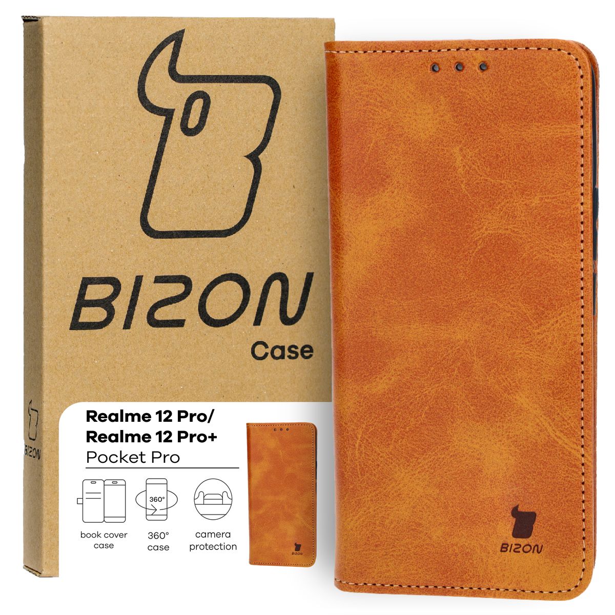 Schutzhülle für MRealme 12 Pro / 12 Pro+, Bizon Case Pocket Pro, Braun