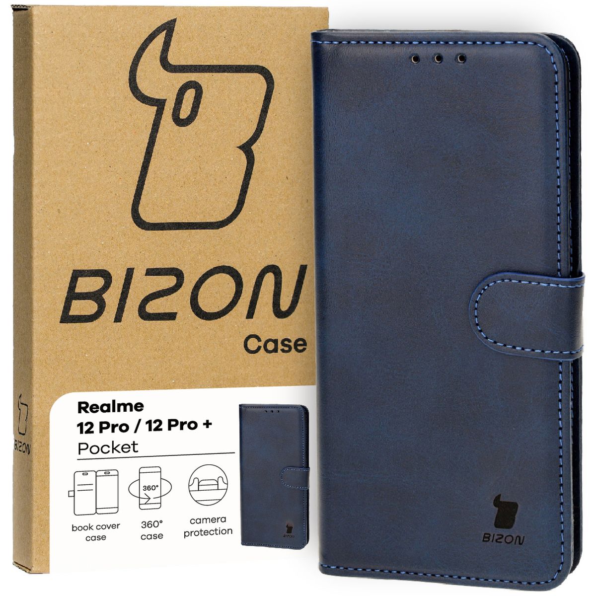Schutzhülle für Realme 12 Pro / 12 Pro+, Bizon Case Pocket, Dunkelblau