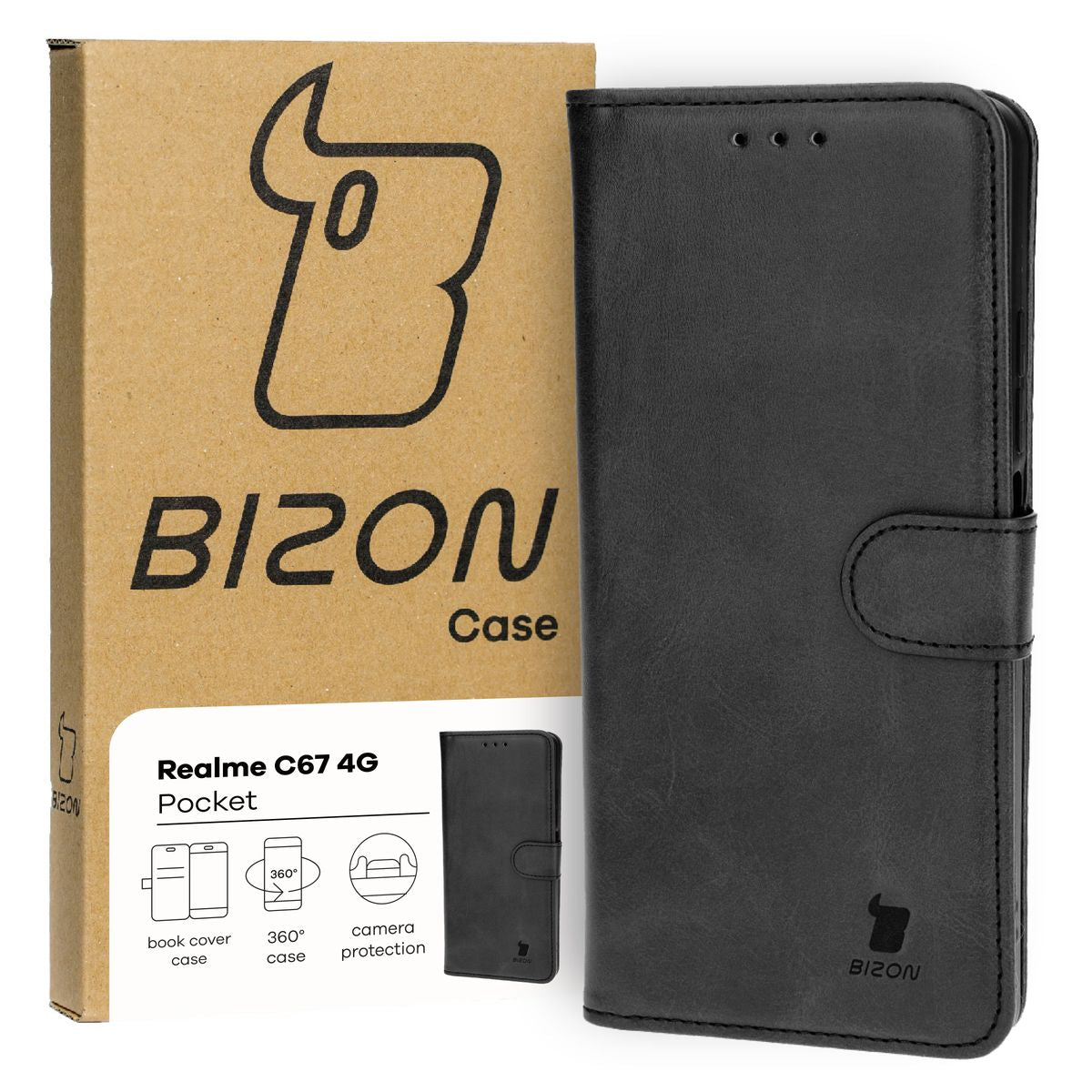 Schutzhülle für Realme C67 4G, Bizon Case Pocket, Schwarz