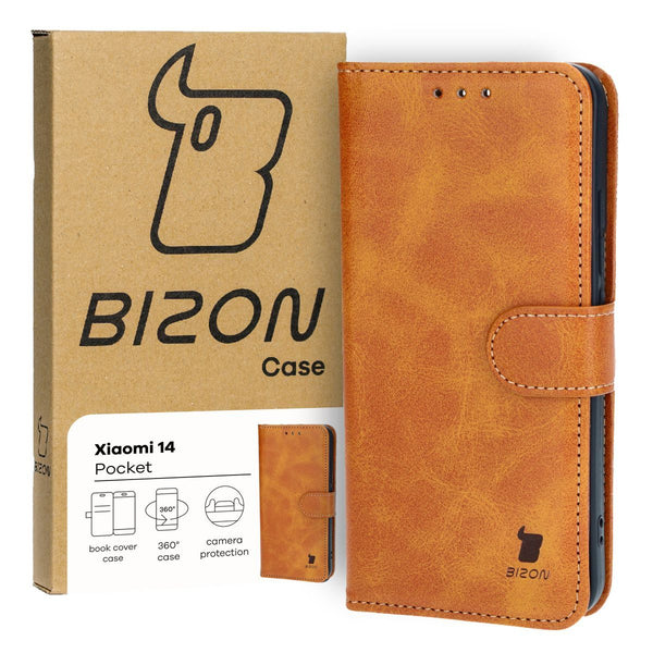 Schutzhülle für Xiaomi 14, Bizon Case Pocket, Braun