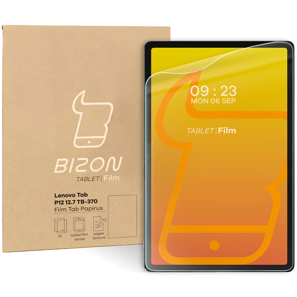 Papierimitationsfolie für Lenovo Tab P12 12.7 TB 370, Bizon Film Tab Papirus, 2 Stück