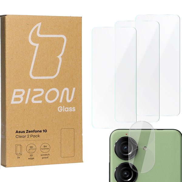 Gehärtetes Glas Bizon Glass Clear 2 Pack - 3 Stück + Kameraschutz, Oppo A98 5G