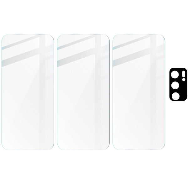 Gehärtetes Glas Bizon Glass Clear - 3 Stück + Kameraschutz, Oppo Reno 6 5G