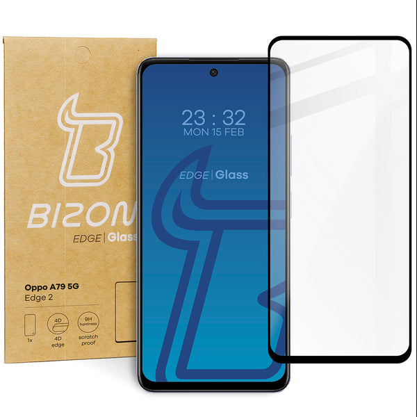 Gehärtetes Glas für Oppo A79 5G, Bizon Glass Edge 2, schwarz