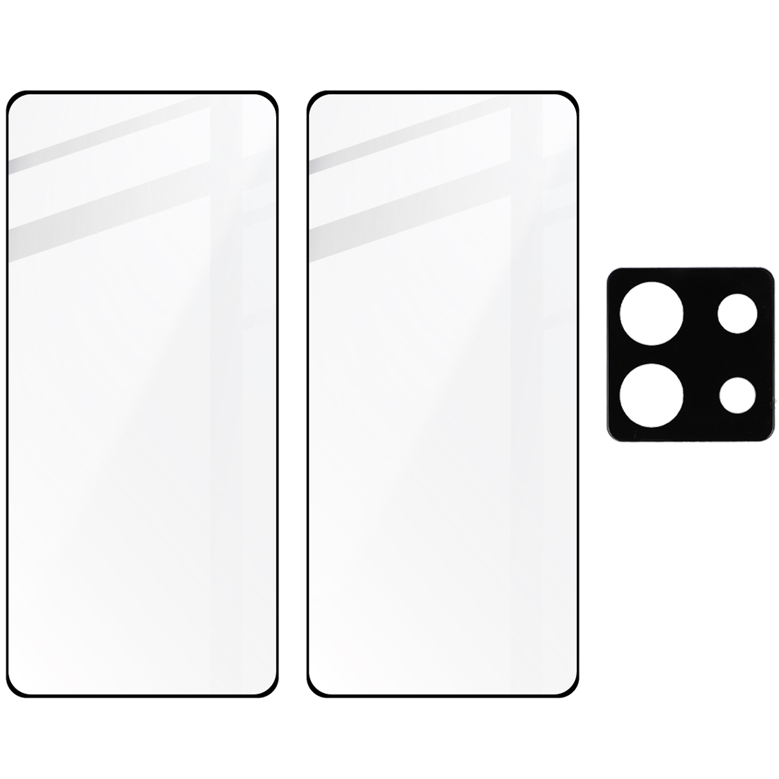 Gehärtetes Glas 2 Stück + Kameraschutz für Xiaomi Poco X6 / Redmi Note 13 Pro 5G, Schwarz