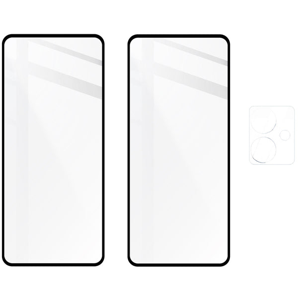 Gehärtetes Glas Bizon Glass Edge 2 Pack - 2 Stück + Kameraschutz für Motorola Moto G14 / G54, Schwarz