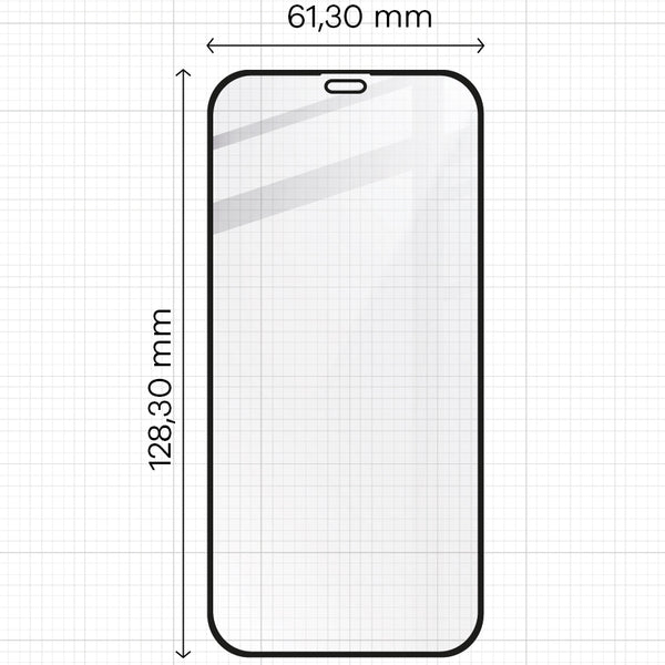 Gehärtetes Glas Bizon Glass Edge CF, schwarzer Rahmen.