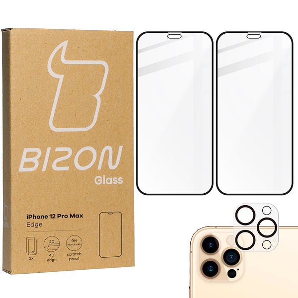 Gehärtetes Glas Bizon Glass Edge CF, schwarzer Rahmen.