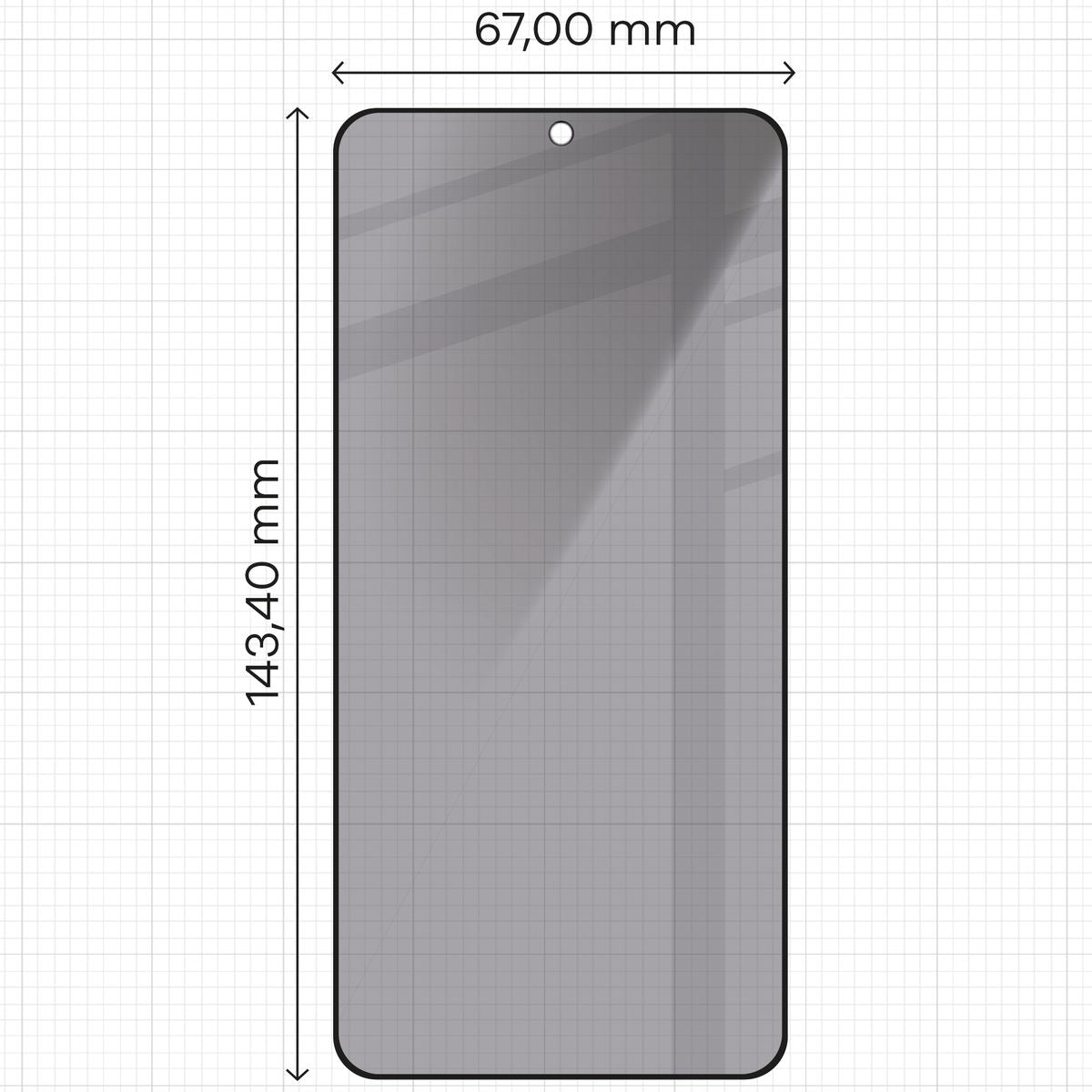 Foto von Bizon Glass Edge Shadow gehärtetem Glas für Samsung Galaxy S24 auf Maßband