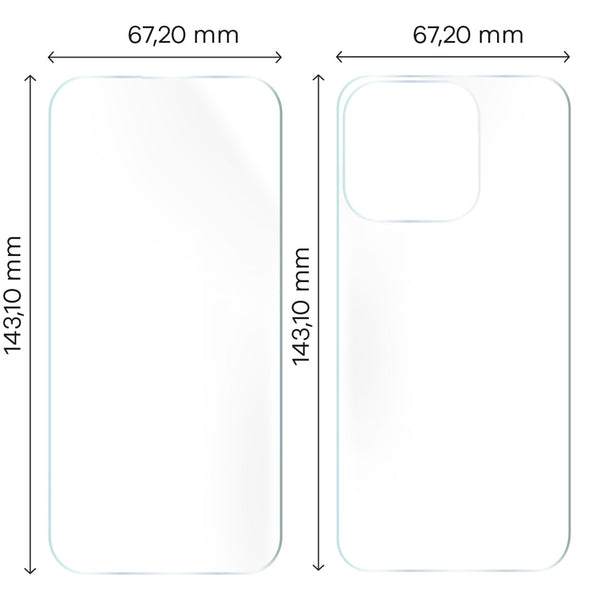 Hydrogel Folie für Display und Rückseite Bizon Glass Hydrogel Pack, iPhone 15 Pro, 2 Stück