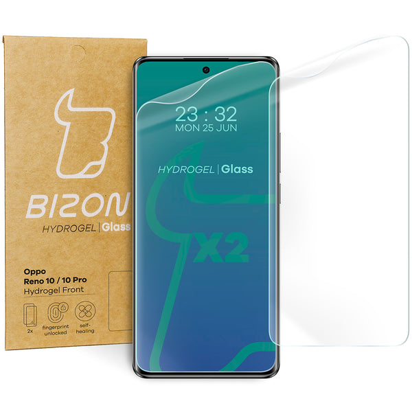 Hydrogel Folie für den Bildschirm Bizon Glass Hydrogel Front für Oppo Reno10/10 Pro 5G, 2 Stück