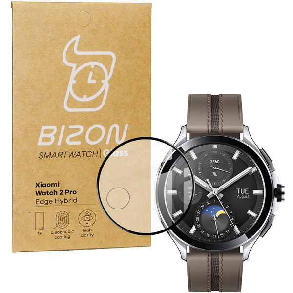 Hybrides Glas Bizon Glass Watch Edge Hybrid für Xiaomi Watch 2 Pro, Schwarz