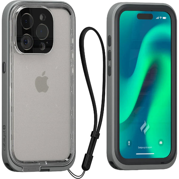 Wasserdichte Schutzhülle Catalyst Total Protection für iPhone 15 Pro Grau