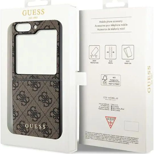 Schutzhülle Guess 4G Charms Collection für Galaxy Z Flip 5, Braun