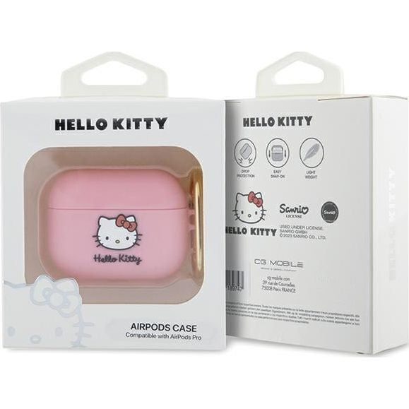 Schutzhülle für Apple AirPods Pro Hello Kitty Silicone 3D Kitty Head, Rosa