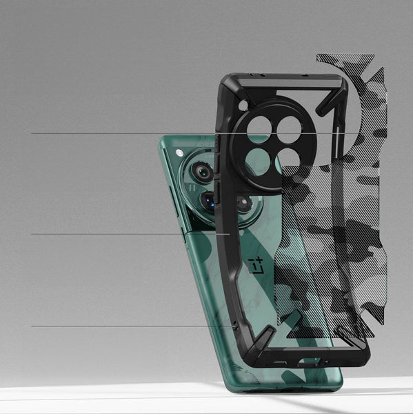 Schutzhülle für OnePlus 12, Ringke Fusion X, Schwarz mit Moro-Muster