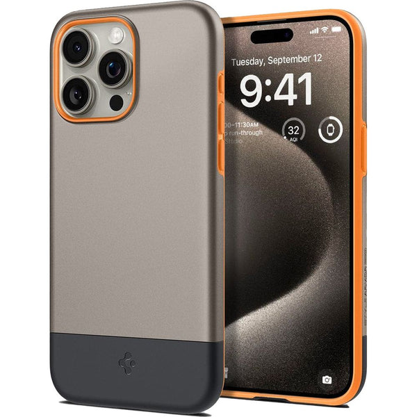 Schutzhülle für iPhone 15 Pro Max, Spigen Style Armor MagFit mit MagSafe, Beige-Orange