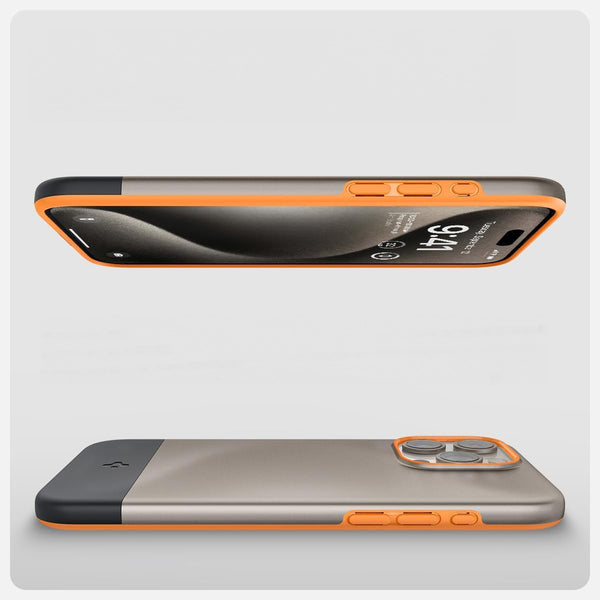 Schutzhülle für iPhone 15 Pro Max, Spigen Style Armor MagFit mit MagSafe, Beige-Orange