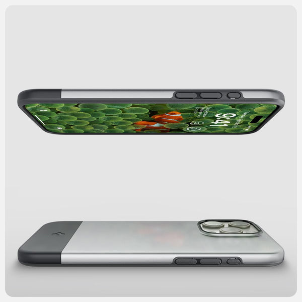 Schutzhülle für iPhone 15 Pro Max, Spigen Style Armor MagFit mit MagSafe, Silbern-Grau