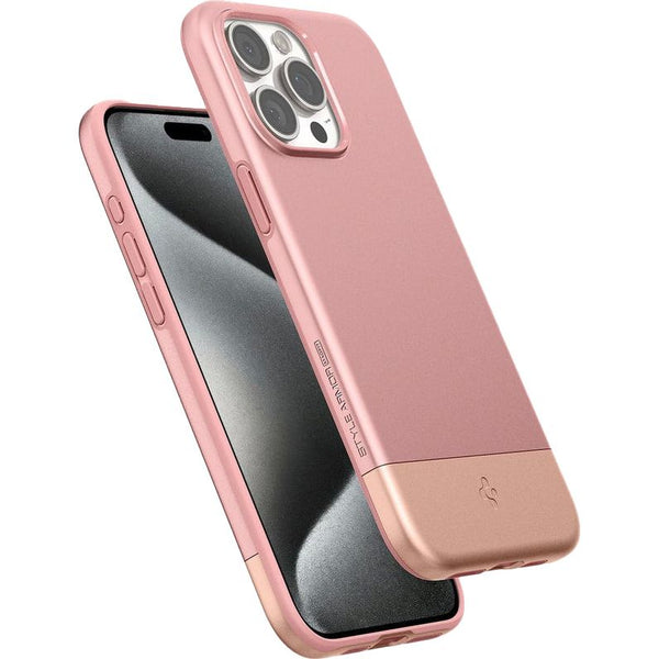 Schutzhülle für iPhone 15 Pro Max, Spigen Style Armor MagFit mit MagSafe, Rosa