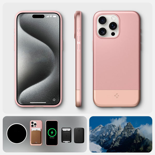 Schutzhülle für iPhone 15 Pro Max, Spigen Style Armor MagFit mit MagSafe, Rosa