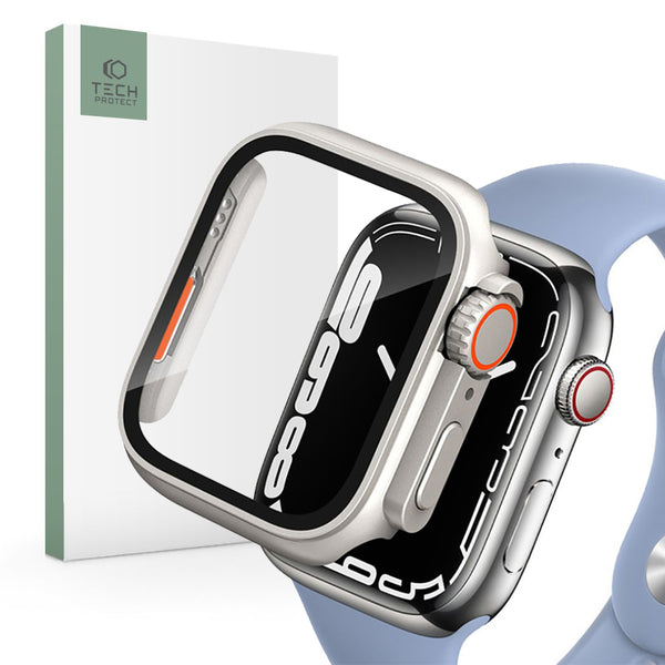 Schutzhülle + Glas Tech Protect 360Defense für Apple Watch 4 / 5 / 6 / SE 44mm, Silber