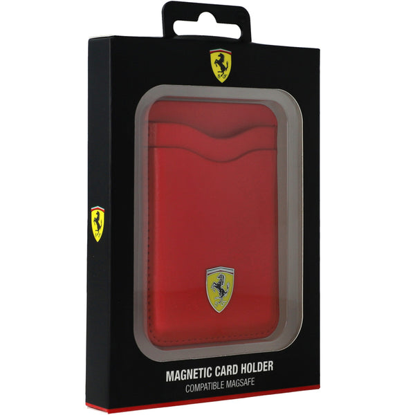 Portemonnaie Ferrari Wallet Card Slot Leather 2023 Collection für iPhone, MagSafe, Rot