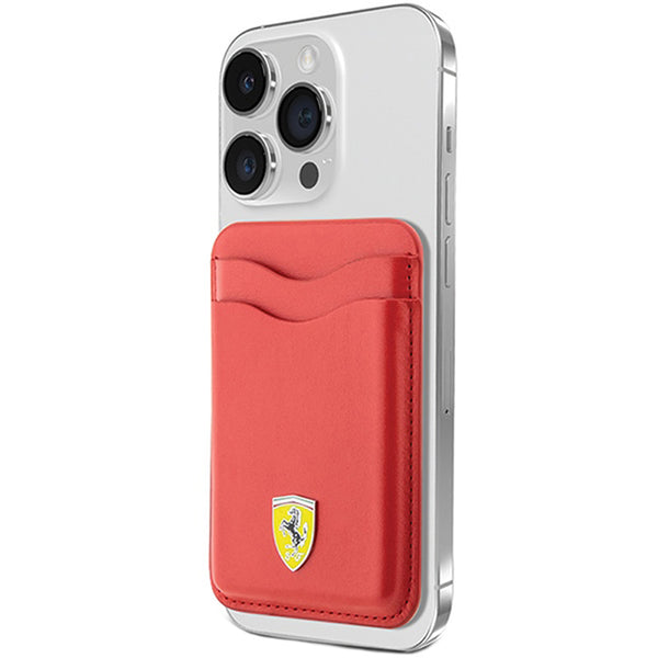 Portemonnaie Ferrari Wallet Card Slot Leather 2023 Collection für iPhone, MagSafe, Rot