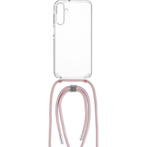 Handyhülle für Galaxy A35 5G Fixed Pure Neck, Transparent mit Rosa Schlüsselband