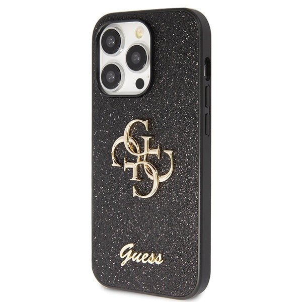 Schutzhülle für iPhone 14 Pro Guess Hardcase Glitter Script Big 4G, Schwarz