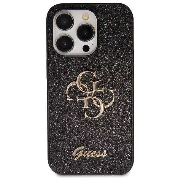 Schutzhülle für iPhone 14 Pro Guess Hardcase Glitter Script Big 4G, Schwarz