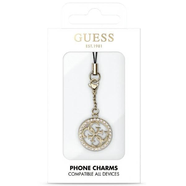 Anhänger / Schlüsselanhänger Guess GUCPM4DRD Phone Strap 4G Rhinestone Charm, Gold