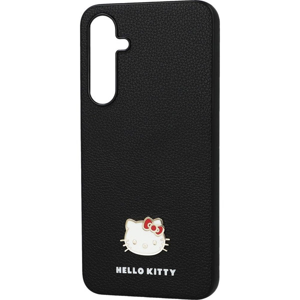 Handyhülle für Galaxy A55, Hello Kitty HardCase Metal Logo Kitty Head, Schwarz