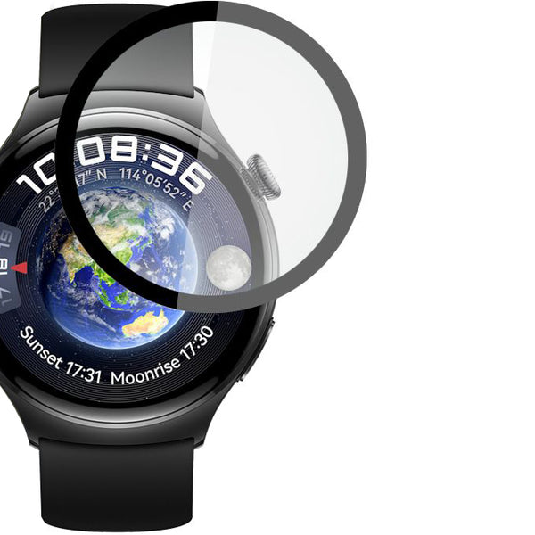 Hybridglas Glas Hofi Hybrid Pro+ für Huawei Watch 4 46 mm, Schwarzer Rahmen