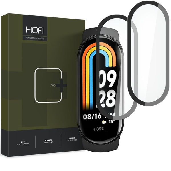Hybridglas Glas Hofi Hybrid Pro+ für Xiaomi Mi Smart Band 8 / 8 NFC, 2 Stück, Schwarzer Rahmen