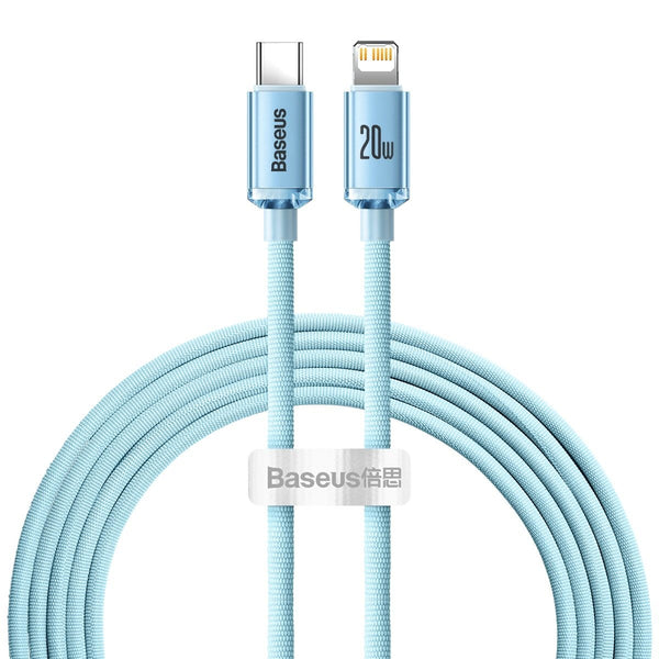 Kabel Baseus Crystal Shine 20W 2,4A USB-C für Lightning 2M, Hellblau